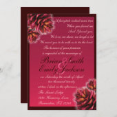 ピンク素朴がかった茶色の松の結婚式招待状 招待状 (正面/裏面)