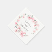ピンク素朴さくらんぼブロッサムフローラリース スタンダードカクテルナプキン (角)