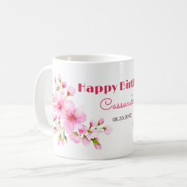 ピンク素朴さくらんぼブロッサム桜フローラ誕生日 コーヒーマグカップ