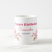 ピンク素朴さくらんぼブロッサム桜フローラ誕生日 コーヒーマグカップ (中央)