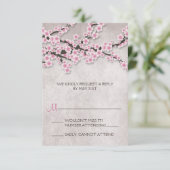 ピンク素朴さくらんぼBlossom RSVPカード (スタンド正面)