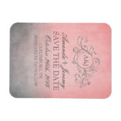 ピンク素朴とグレーのボヘミアン日付を保存 マグネット (横)