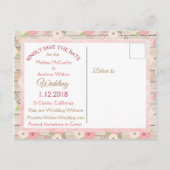 ピンク素朴とタンのフローラ日付ポストカードの保存 案内ポストカード (裏面)