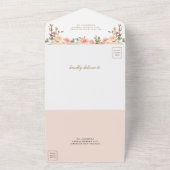 ピンク素朴とピーチカボチャのフローラ結婚ズ オールインワン招待状 (外側)