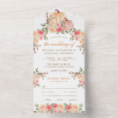 ピンク素朴とピーチカボチャのフローラ結婚ズ オールインワン招待状 (内側)