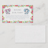 ピンク素朴とブルーの象のバラベビーの本 エンクロージャーカード (正面/裏面)