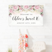 ピンク素朴と白のフローラスウィート16パーティー 横断幕 (インサイチュ)