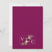 ピンク素朴と紫の水色のフローラ結婚の 招待状 (裏面)