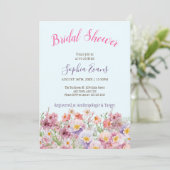 ピンク素朴と紫の野花のブライダルシャワー 招待状 (スタンド正面)