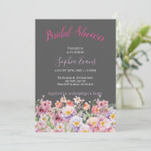 ピンク素朴と紫の野花のブライダルシャワー 招待状 (スタンド正面)