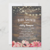 ピンク素朴と茶色の赤ちゃんシャワーを点灯 招待状 (正面)