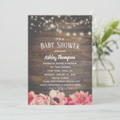 ピンク素朴と茶色の赤ちゃんシャワーを点灯 招待状 (スタンド正面)