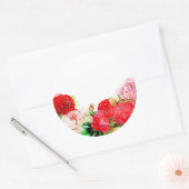 ピンク素朴と赤の水色バラフローラ縁ど ラウンドシール (封筒)