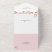 ピンク素朴と金ゴールドカボチャのフローラ結婚ズ オールインワン招待状 (外側)