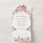 ピンク素朴と金ゴールドカボチャのフローラ結婚ズ オールインワン招待状 (内側)