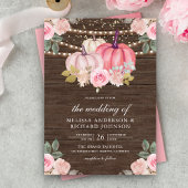 ピンク素朴と金ゴールドカボチャフローラウッド結婚ズ 招待状