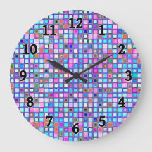 ピンク素朴と青のモザイク「粘土」タイル模様