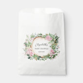 ピンク素朴のガーデンバラ緑の少女ベビーシャワー フェイバーバッグ (正面)