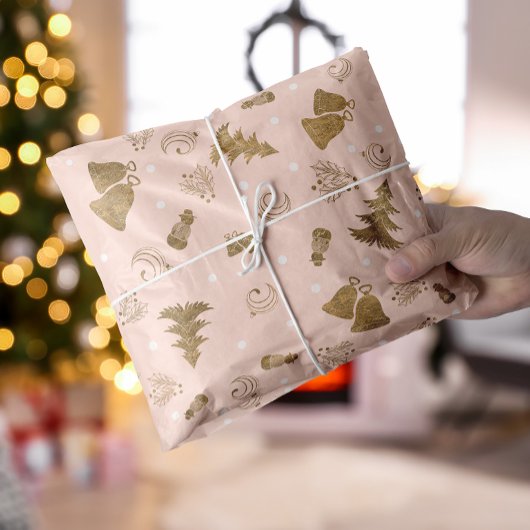 ピンク素朴のクリスマス 薄葉紙