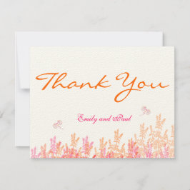 ピンク素朴のコーラルワイルドフラワー結婚ビーズサンキュー サンキューカード