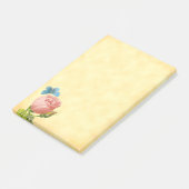 ピンク素朴のバラと青の蛾 ポストイット (アングル)