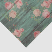 ピンク素朴のバラの切り離し付き緑の木材 薄葉紙 (詳細)