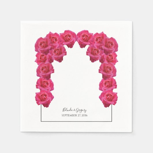 ピンク素朴のバラ結婚ズ スタンダードカクテルナプキン (正面)