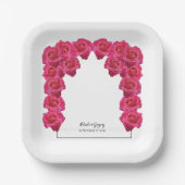 ピンク素朴のバラ結婚ズ ペーパープレート (正面)