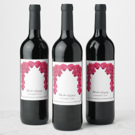 ピンク素朴のバラ結婚ズ ワインラベル