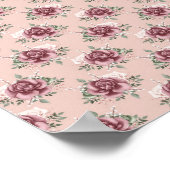 ピンク素朴のバラ金ゴールドグリーンボヘミアンフローラ ポスター (角)