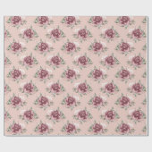 ピンク素朴のバラ金ゴールドグリーンボヘミアンフローラ ラッピングペーパー (フラット)