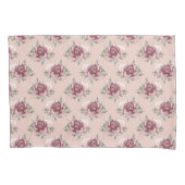 ピンク素朴のバラ金ゴールドグリーンボヘミアンフローラ 枕カバー (正面左)