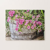 ピンク素朴のパンジーの花のパズル ジグソーパズル (横)