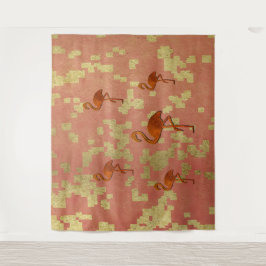 ピンク素朴のフラミンゴス・タペストリー タペストリー