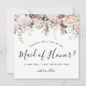 ピンク素朴のフローラがメイド・オブ・オーナー(花嫁付き添い人) 招待状 (正面)