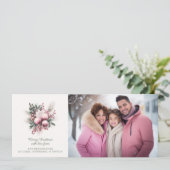 ピンク素朴のフローラとギンガムプレイドホリデーフォト シーズンカード (スタンド正面)