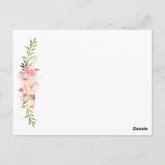 ピンク素朴のフローラの場所の設定サンキューカード ポストカード (裏面)
