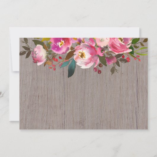 ピンク素朴のフローラの最初の聖餐式の写真 招待状 (裏面)