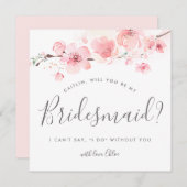 ピンク素朴のフローラは私の花嫁になる 招待状 (正面/裏面)