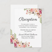 ピンク素朴のフローラウェディングレセプションカード エンクロージャーカード (正面/裏面)