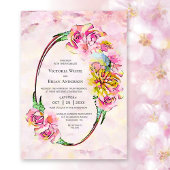 ピンク素朴のフローラウォーター結婚カラー 招待状