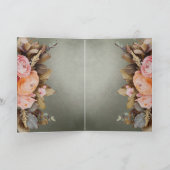 ピンク素朴のフローラグリーンリーヴィンテージウェディング 招待状 (内部)