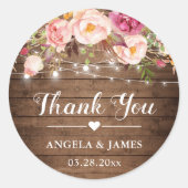 ピンク素朴のフローラストリングラ結婚イトありがとう ラウンドシール (正面)