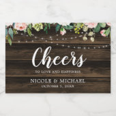 ピンク素朴のフローラストリングラ結婚イトのミニ スパークリングワインラベル (シングルラベル)