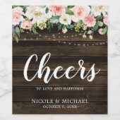 ピンク素朴のフローラストリングラ結婚イト ワインラベル (シングルラベル)