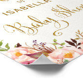 ピンク素朴のフローラバラ赤ちゃんシャワー歓迎サイン ポスター (角)