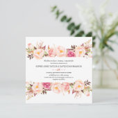 ピンク素朴のフローラフレームネイビーブルー結婚ズ 招待状 (スタンド正面)