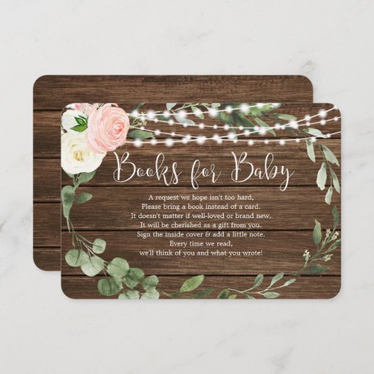 ピンク素朴のフローラベビー本を点灯 エンクロージャーカード (正面/裏面)