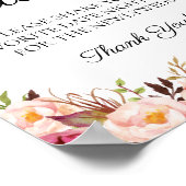 ピンク素朴のフローラ日付のJAR結婚記号 ポスター (角)