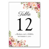 ピンク素朴のフローラ結婚のテーブル番号カード テーブルナンバー (裏面)